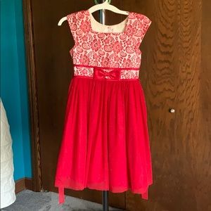 Girls white and red formal dress